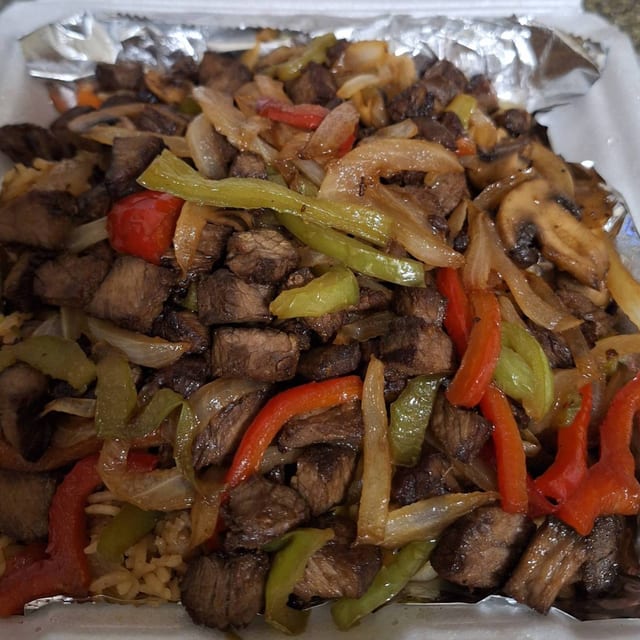 Steak Philly Over Fried Rice.