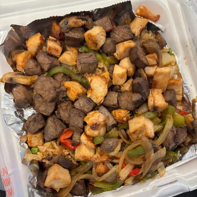 Chicken Philly Over Fried Rice.